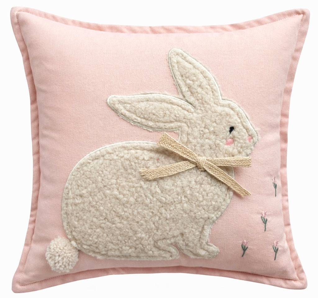 cuscino ricamato Little Joy rosa