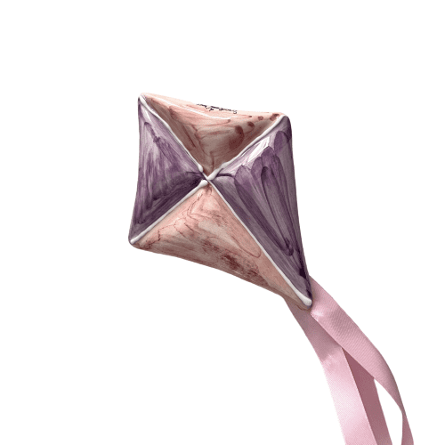Aquilone in ceramica rosa-lilla
