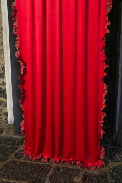 Tenda Bon Bon in velluto rosso (senza mantovana)