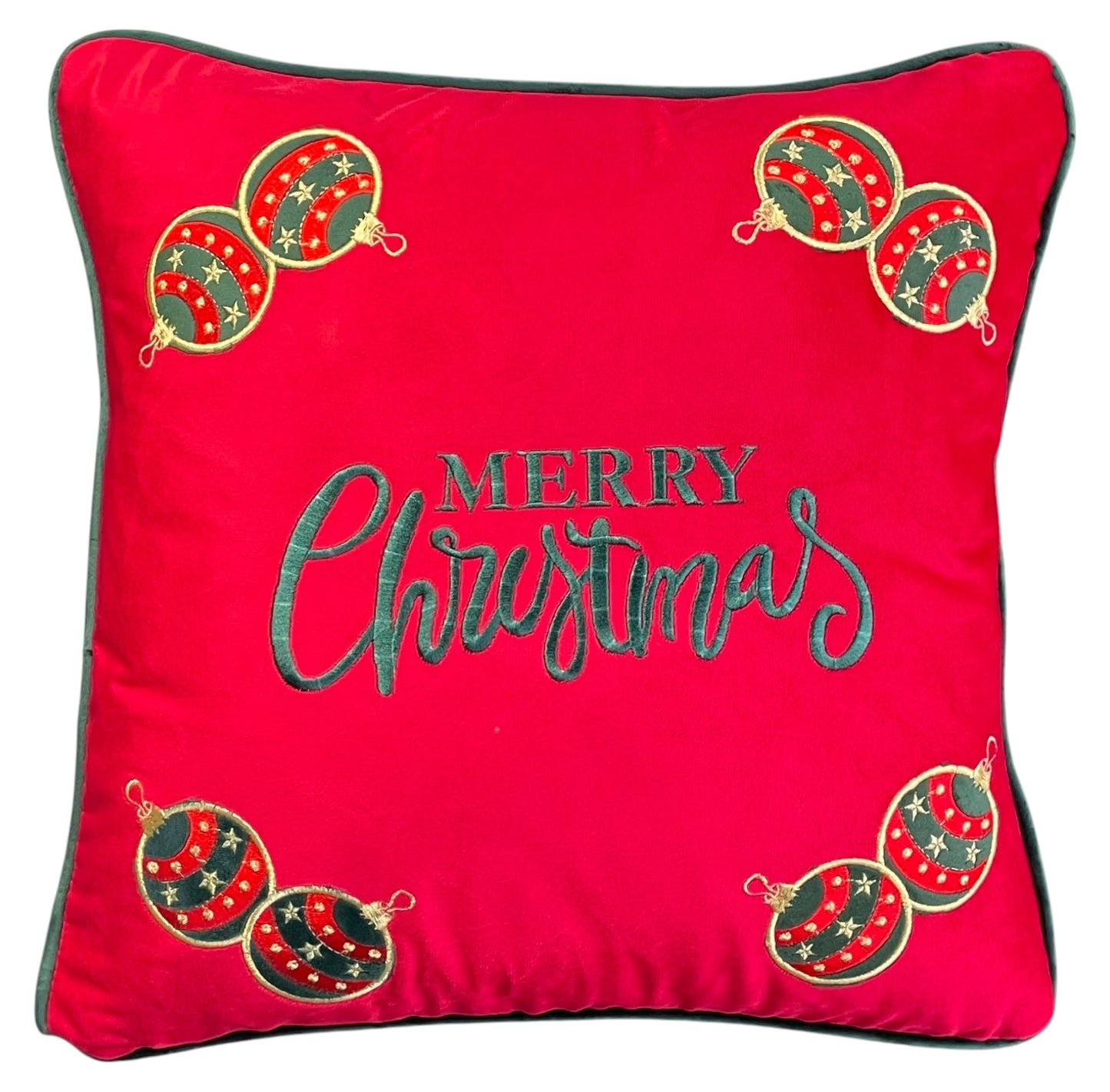 cuscino cirque de Noël rosso con sfere