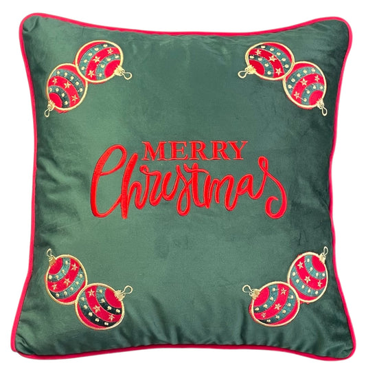 cuscino cirque de Noël verde con sfere