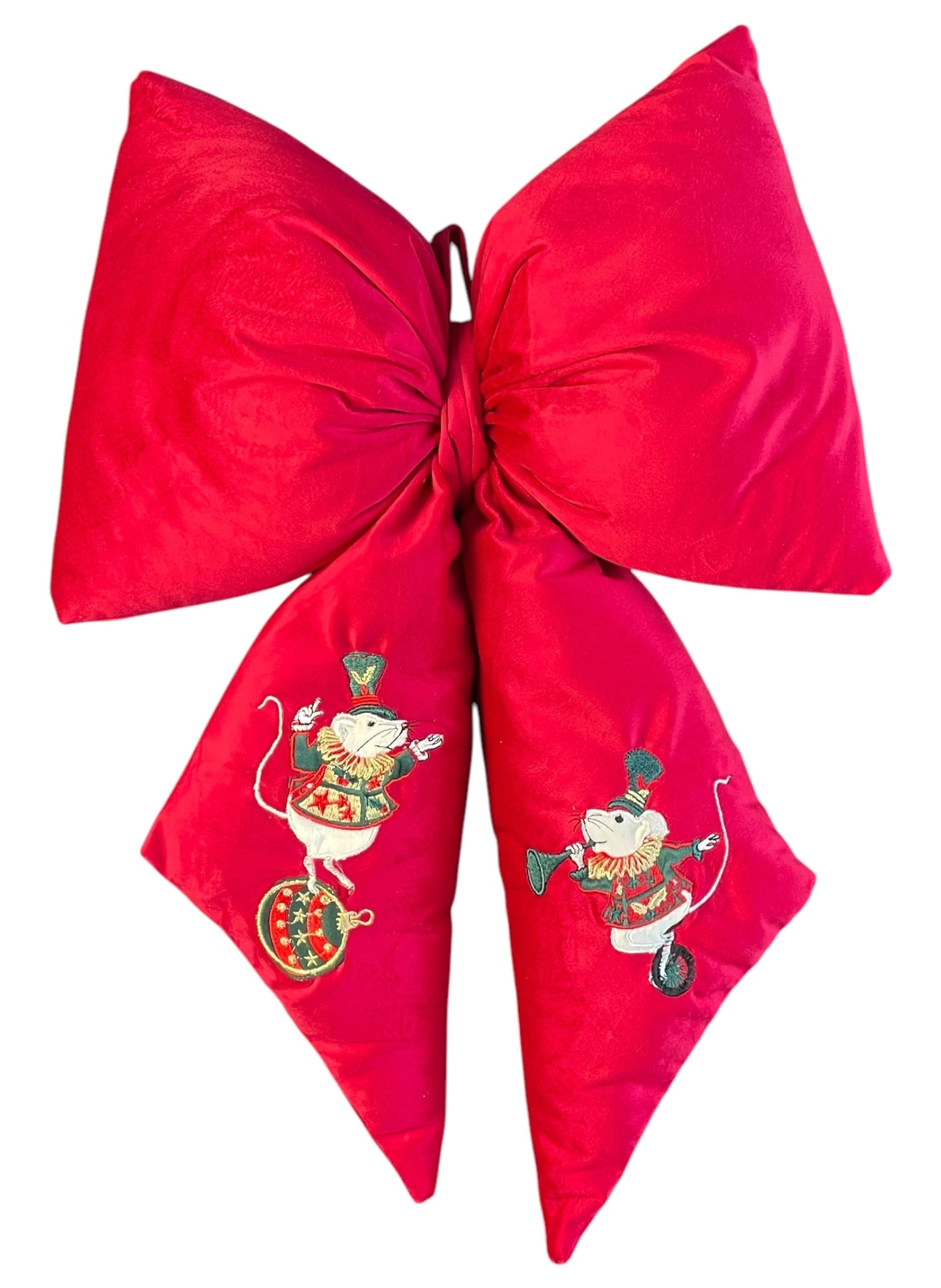 fiocco grande in velluto cirque de Noël - rosso con topini