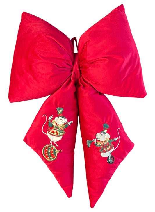 fiocco grande in velluto cirque de Noël - rosso con topini