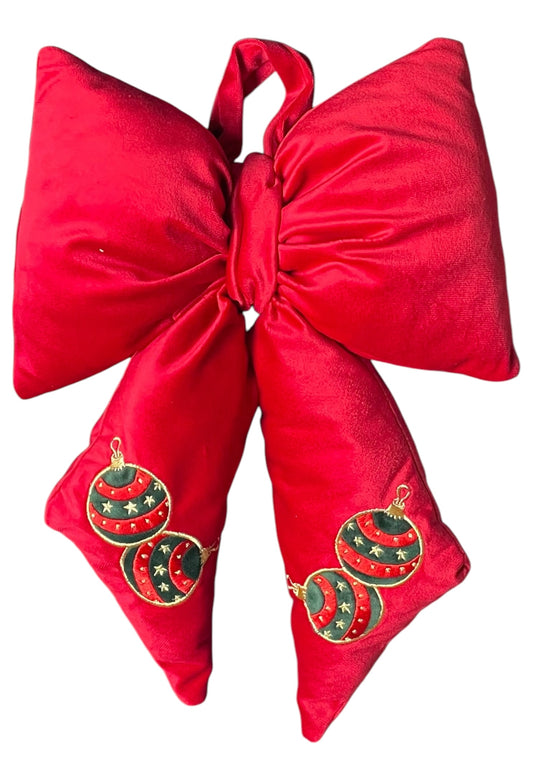 fiocco in velluto cirque de Noël - rosso con sfere