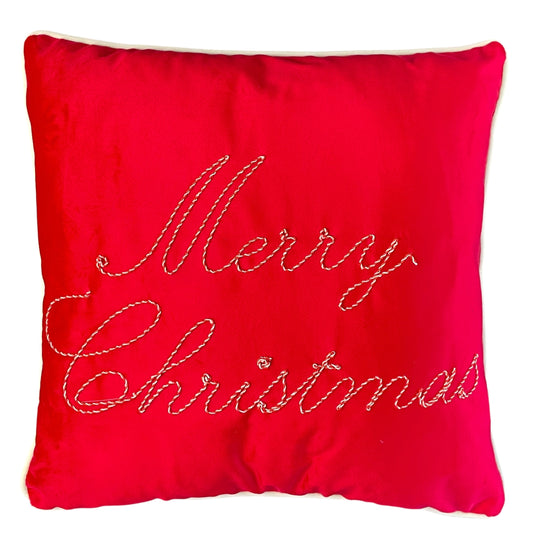 cuscino in velluto rosso con scritta in rilievo - Fun Christmas 2