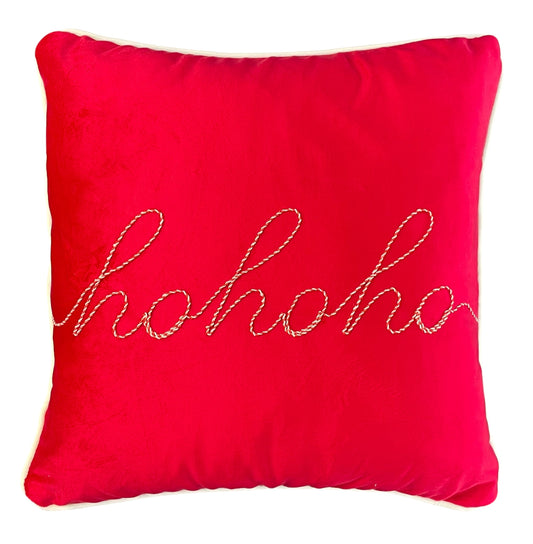 cuscino in velluto rosso con scritta in rilievo - Fun Christmas