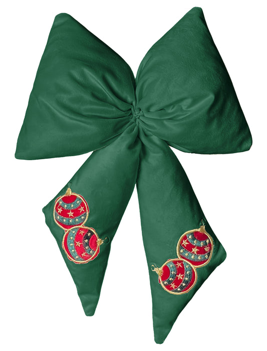 fiocco in velluto cirque de Noël -verde con sfere